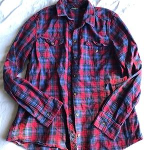 Eddie Bauer Flannel Purple Plaid EUC
